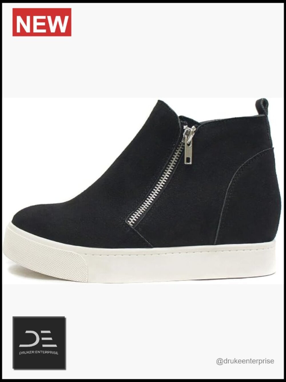 Soda Hidden Wedge Sneaker Booties with Side Zipper